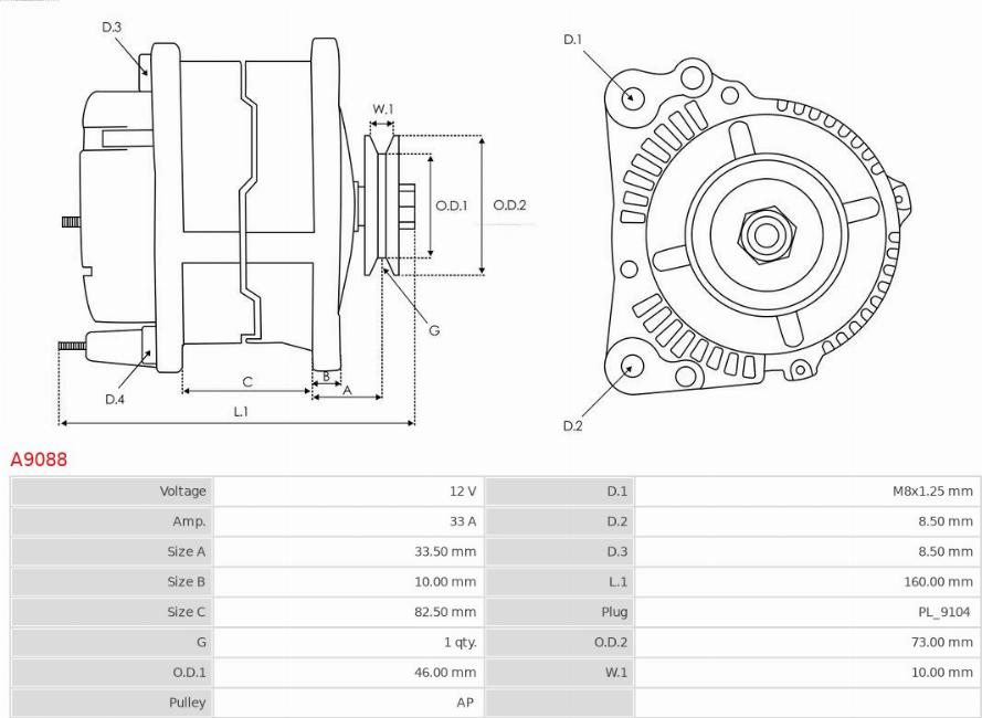 AS-PL A9088 - Alternator europarts.cy