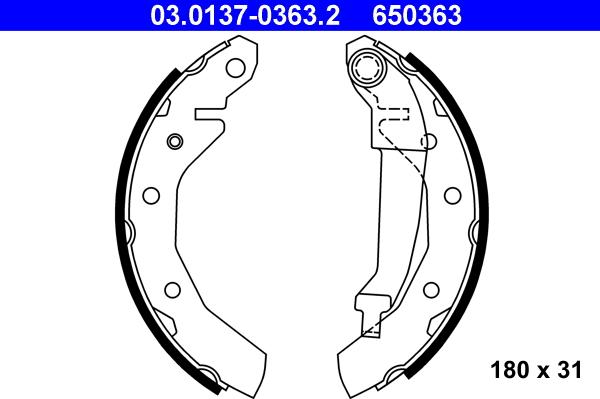 ATE 03.0137-0363.2 - Brake Shoe Set europarts.cy