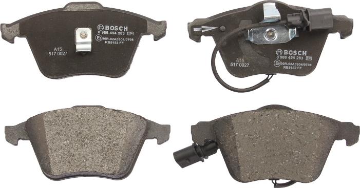 BOSCH 0 986 494 283 - Brake Pad Set, disc brake europarts.cy