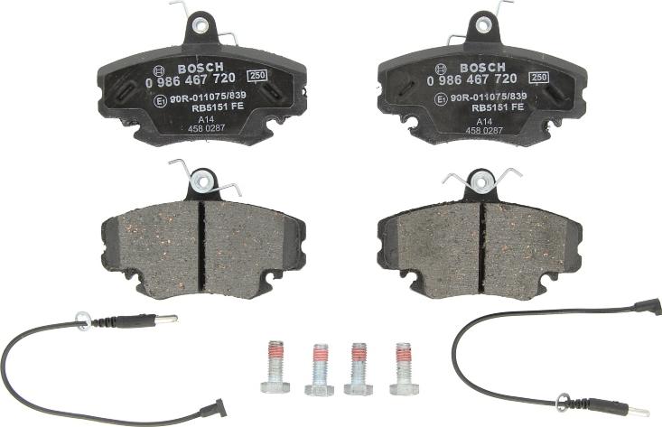 BOSCH 0 986 467 720 - Brake Pad Set, disc brake europarts.cy