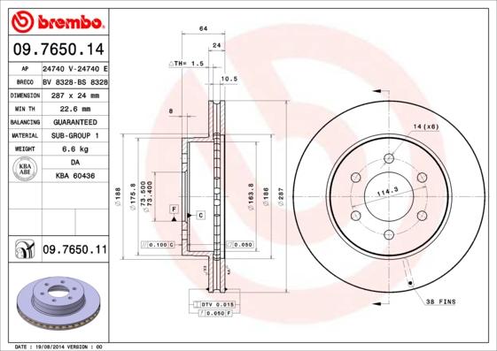 Brembo 09.7650.11 - Brake Disc europarts.cy