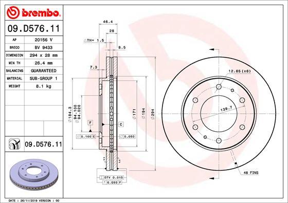 Brembo 09.D576.11 - Brake Disc europarts.cy
