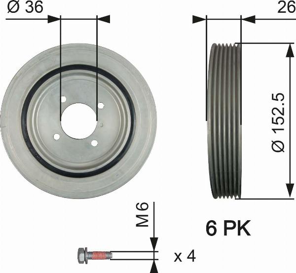 GATES TVD1011A - Belt Pulley, crankshaft europarts.cy