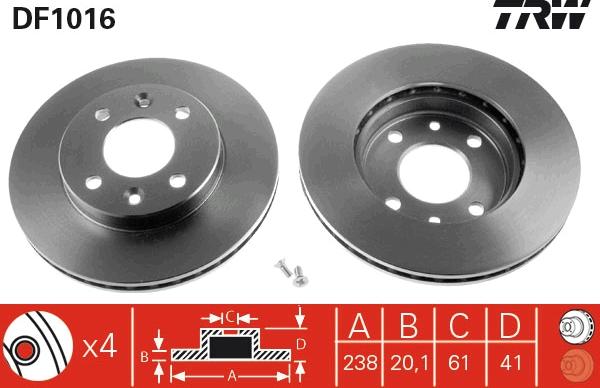 TRW DF1016 - Brake Disc europarts.cy