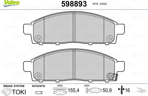 VALEO 598893 - Brake Pad Set, disc brake europarts.cy