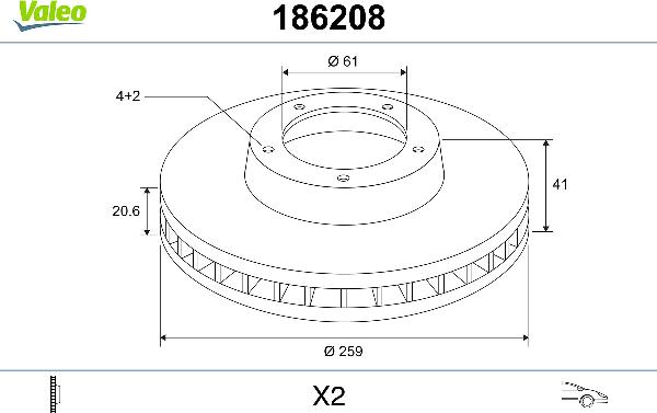 VALEO 186208 - Brake Disc europarts.cy